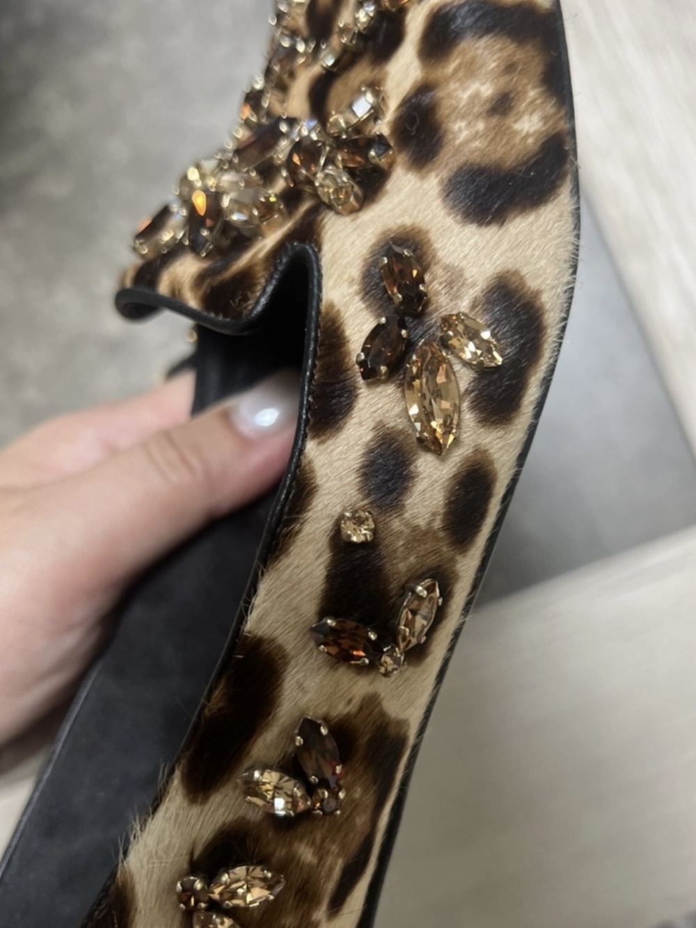 Dolce & Gabbana Leopard Print Jeweled Flats - Brown, Black, Gold - Picture 2 of 9